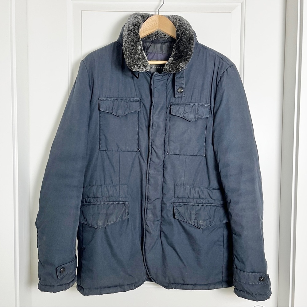 Zara Military Field-Inspired Cargo Jacket – Rugged Utility x Urban Style, Large
